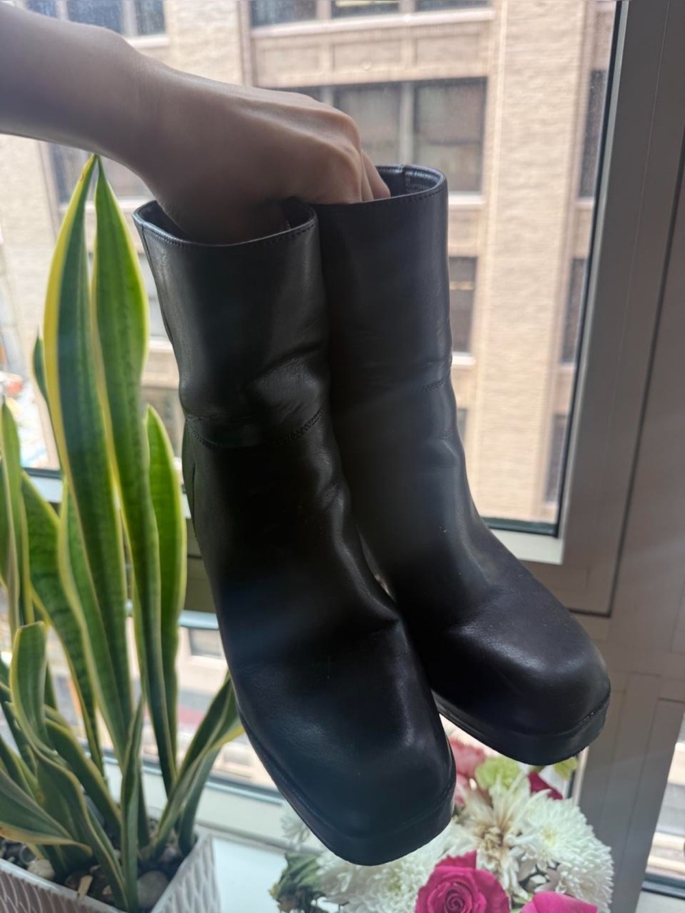 Steve Madden Black Platform Block Heel Ankle Boots - Picture 3 of 5